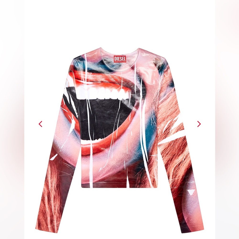 Long-sleeve top with smile print
